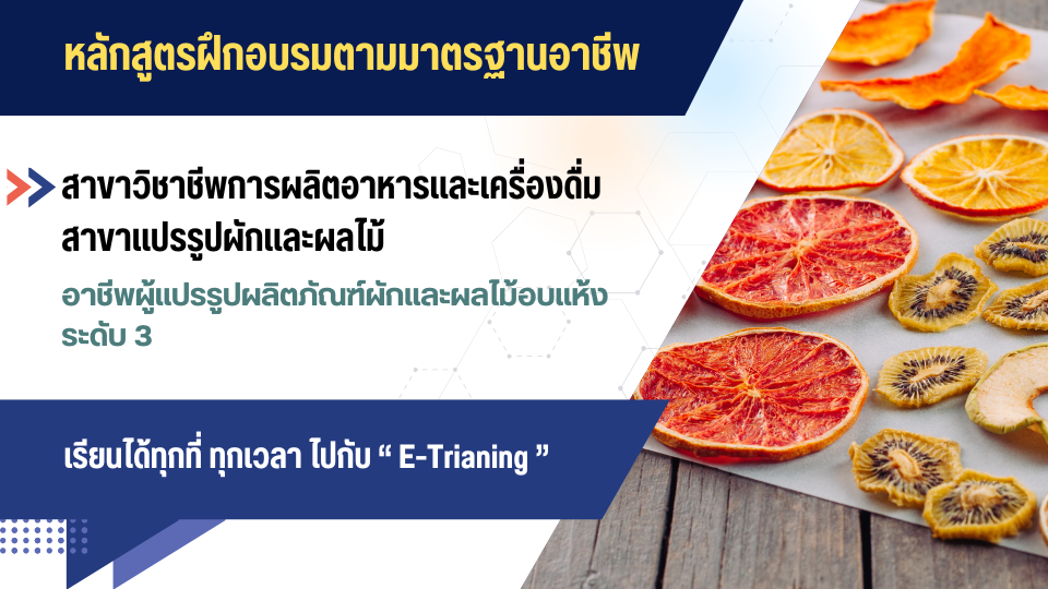 สาขาวิชาชีพการผลิตอาหารและเครื่องดื่ม สาขาการแปรรูปผักผลไม้ อาชีพผู้แปรรูปผลิตภัณฑ์ผักและผลไม้อบแห้ง ระดับ 3